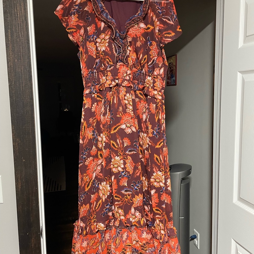 Floral Ruffle Sleeve Maxi Dress